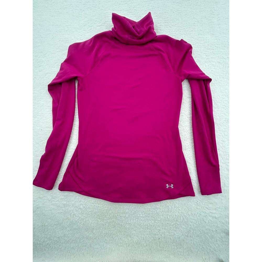 Under Armour ColdGear Women Medium Magenta Pink Funnel Neck Long Sleeve Top